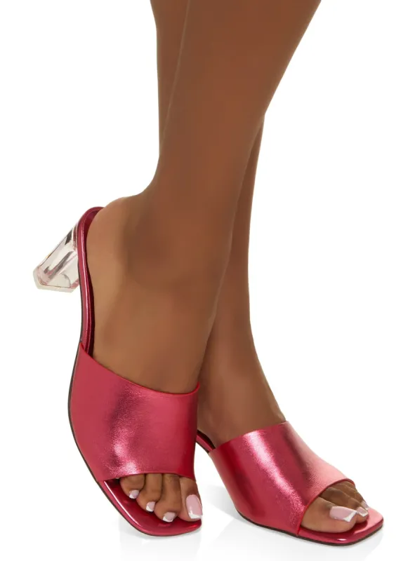Clear Block Heel Mules sold by Rainbow