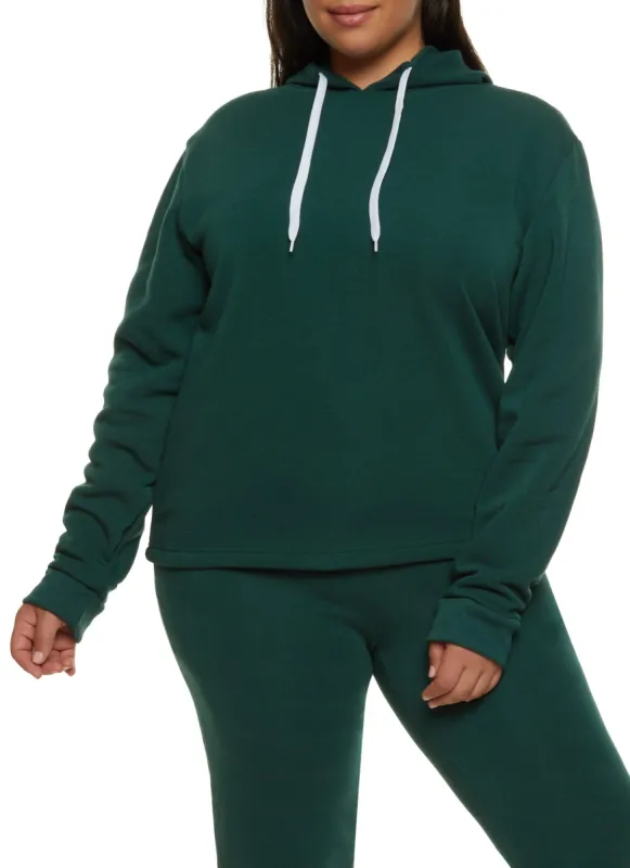 Plus Size Solid Pullover Hoodie sold by Rainbow