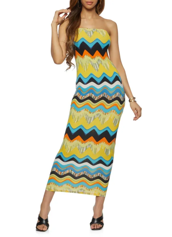 Patterned Maxi Tube Dress sold by Rainbow