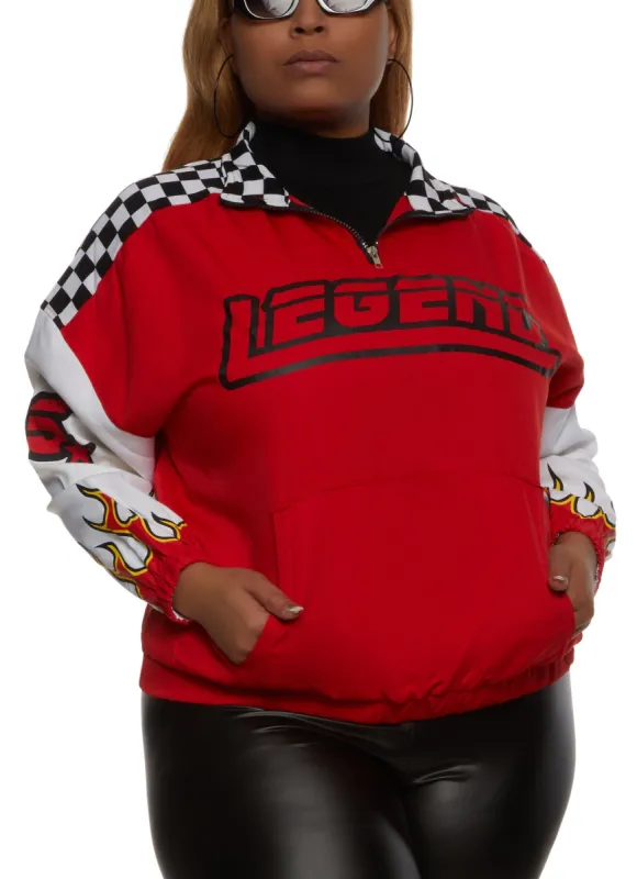 Plus Size Zip Neck Legend Graphic Sweatshirt sold by Rainbow