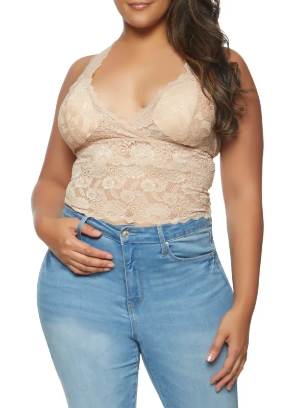 Plus Size Lace Racerback Top sold by Rainbow