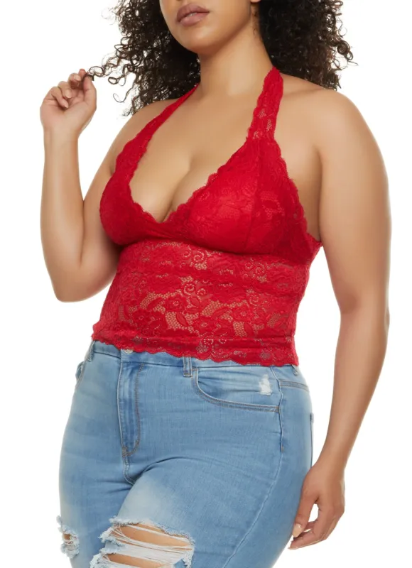 Plus Size Lace Racerback Top sold by Rainbow