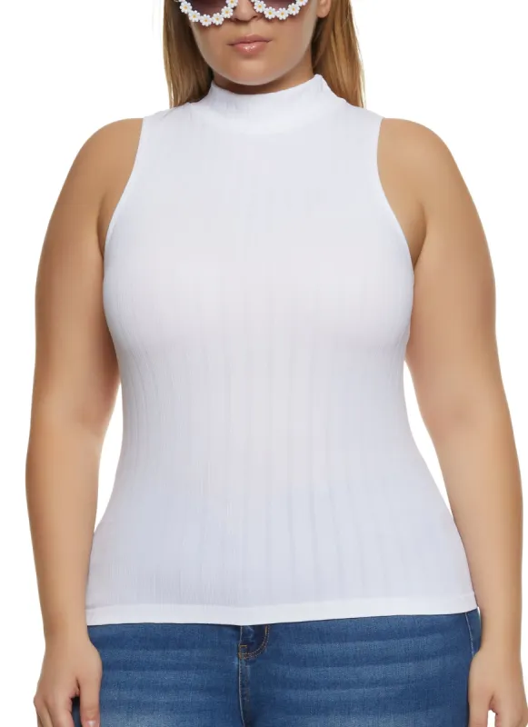 Plus Size Ribbed Mock Neck Tank Top sold by Rainbow