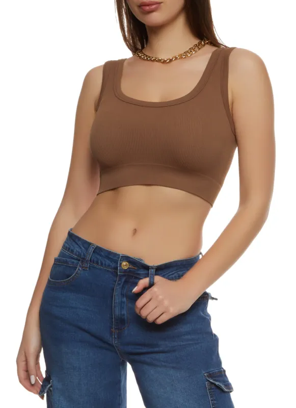 Ribbed Knit Seamless Cropped Tank Top sold by Rainbow