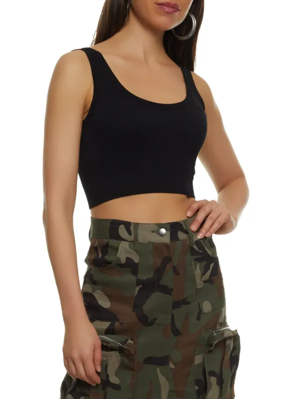 Ribbed Knit Seamless Cropped Tank Top sold by Rainbow