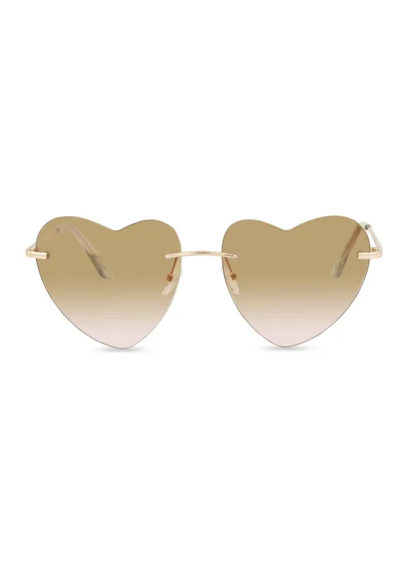 Heart Rimless Sunglasses sold by Rainbow