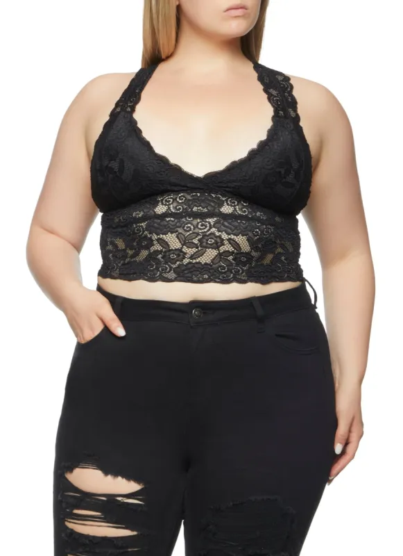 Plus Size Lace Racerback Top sold by Rainbow