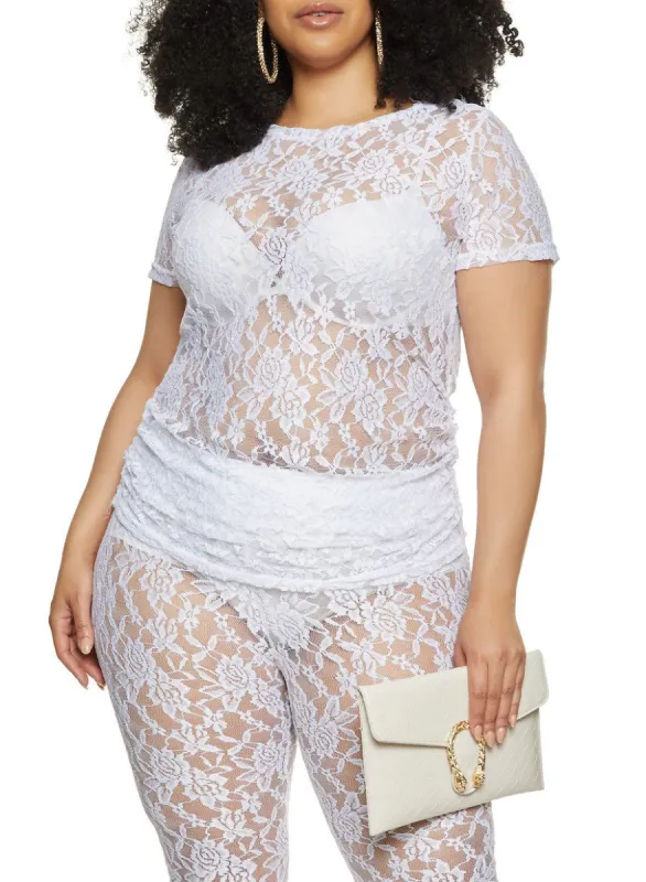 Plus Size Floral Lace Tee sold by Rainbow