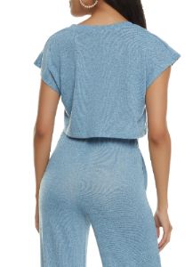 Daisy Brushed Knit Short Sleeve Crop Top sold by Rainbow