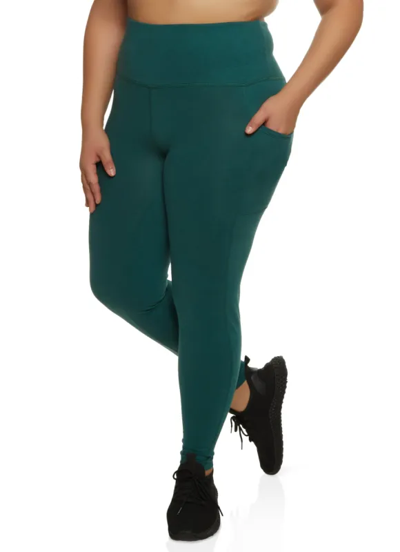 Plus Size High Waist Phone Pocket Leggings sold by Rainbow