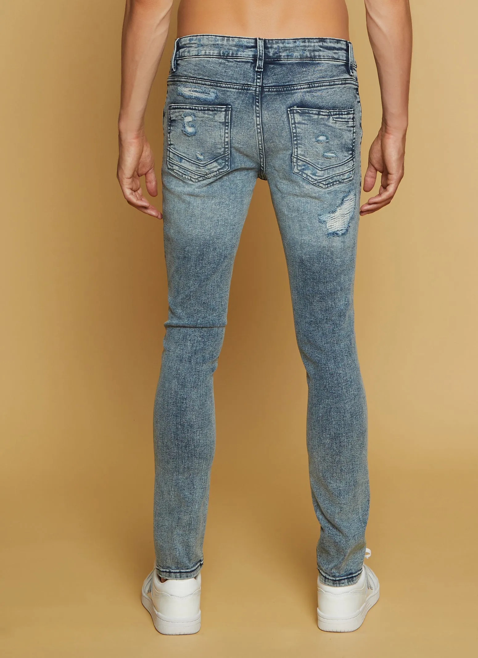 Mens Distressed Denim Skinny Fit Jeans sold by Rainbow product image thumbnail 3