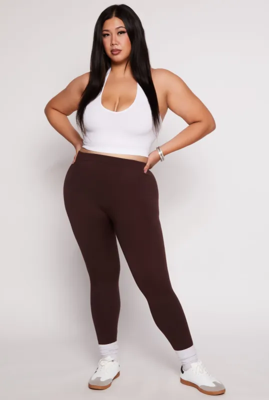 Plus Size Solid Fleece Leggings sold by Rainbow