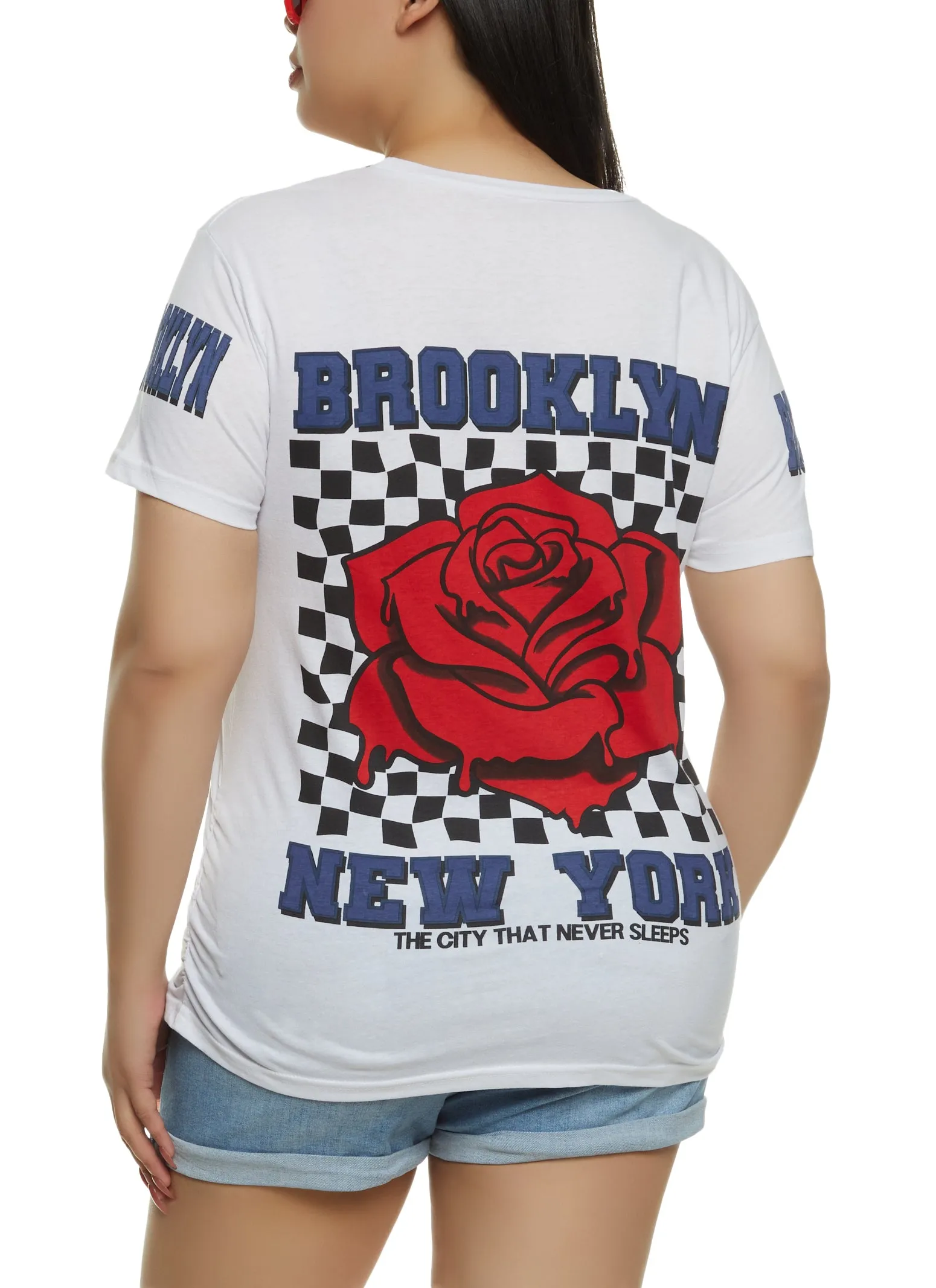 Plus Size Brooklyn New York Rose Back Graphic Tee sold by Rainbow product image thumbnail 2