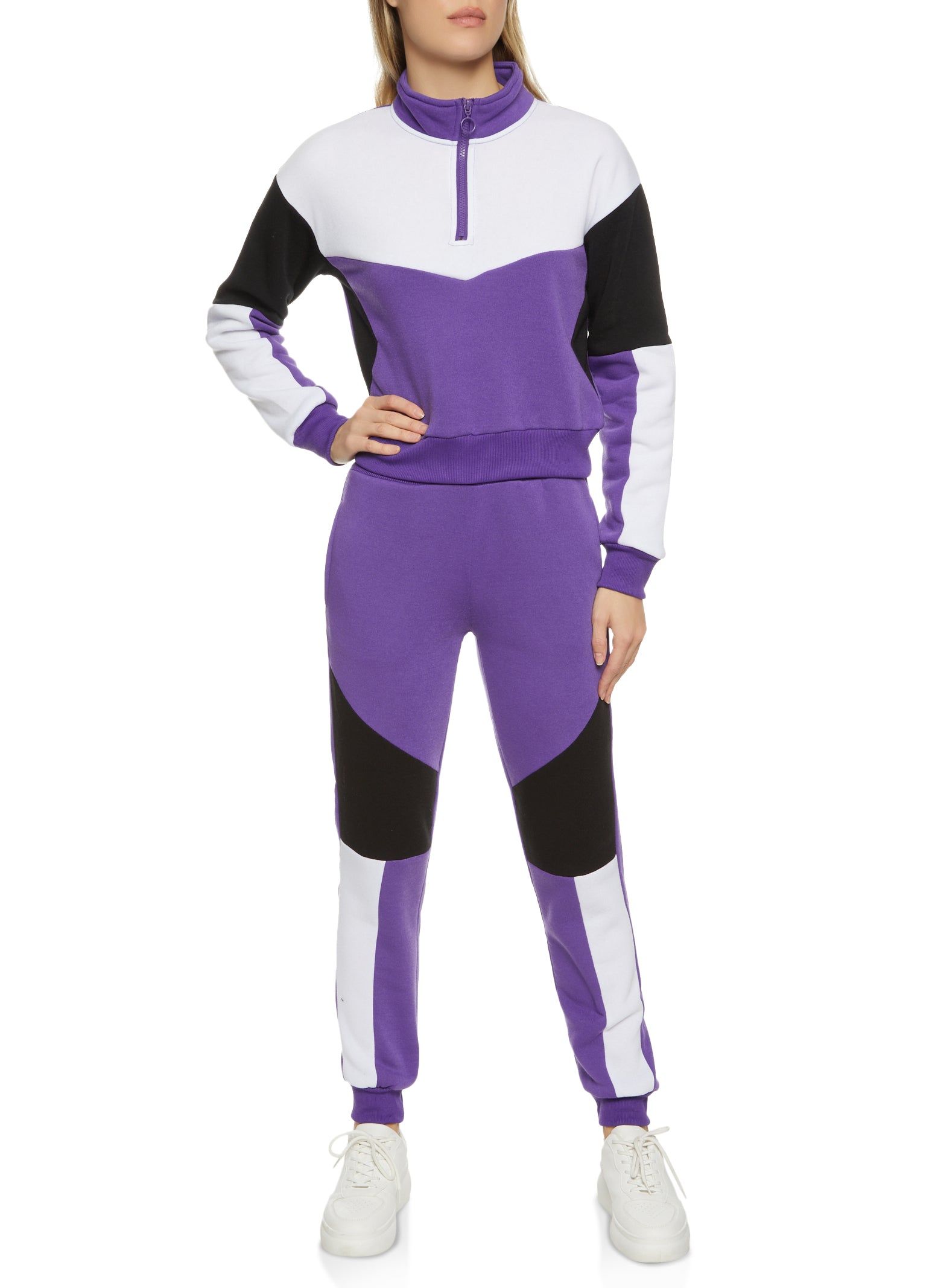 Color Block Zip Neck Sweatshirt sold by Rainbow product image thumbnail 2