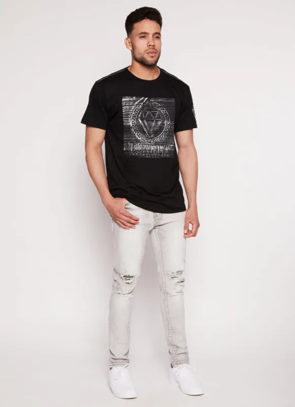 Mens Solid Distressed Skinny Leg Jeans sold by Rainbow