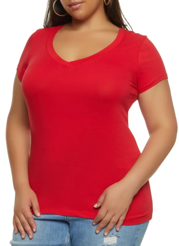 Plus Size V Neck Tee sold by Rainbow