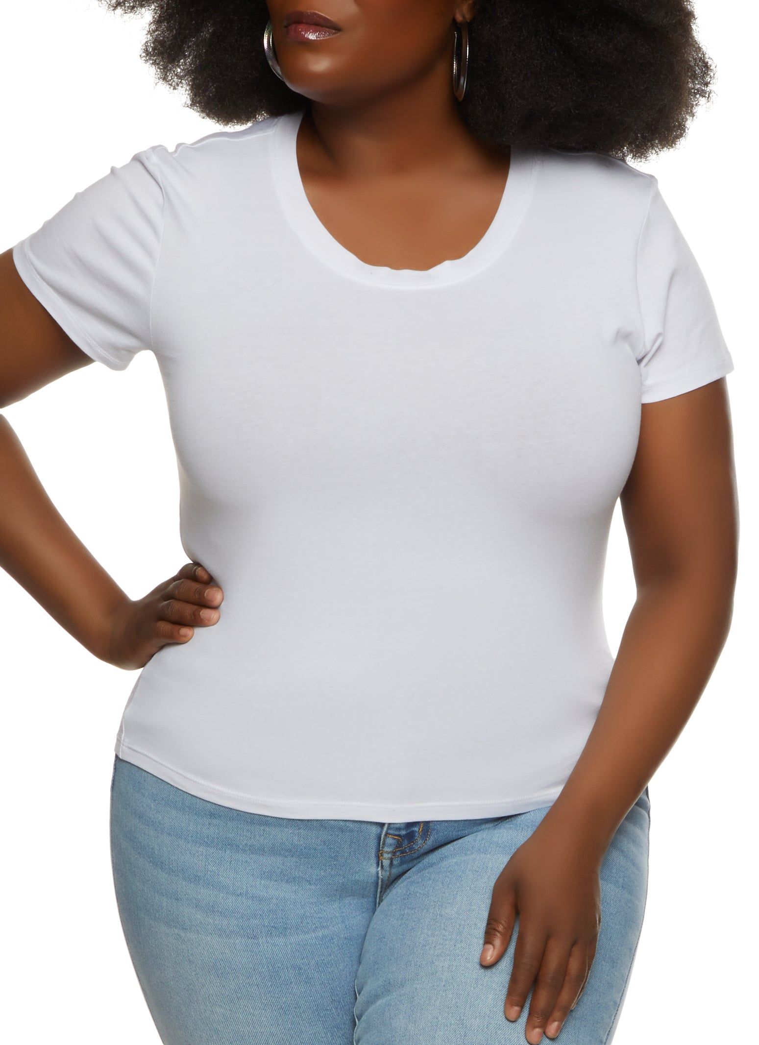 Plus Size Basic Crew Neck T Shirt sold by Rainbow