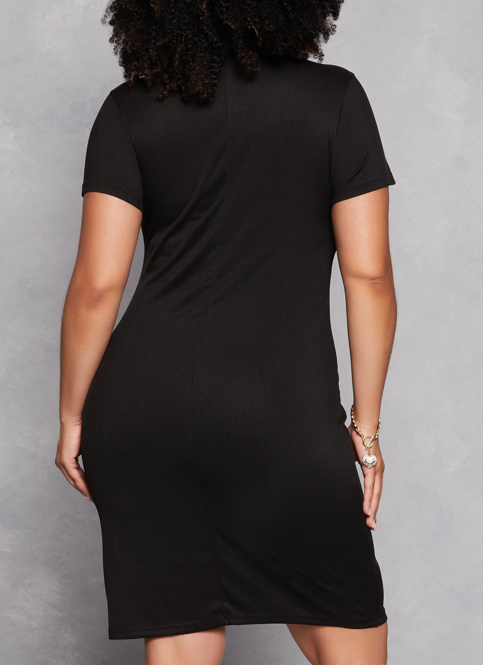 Plus Size Daisy Rib Knit T Shirt Dress sold by Rainbow product image thumbnail 3