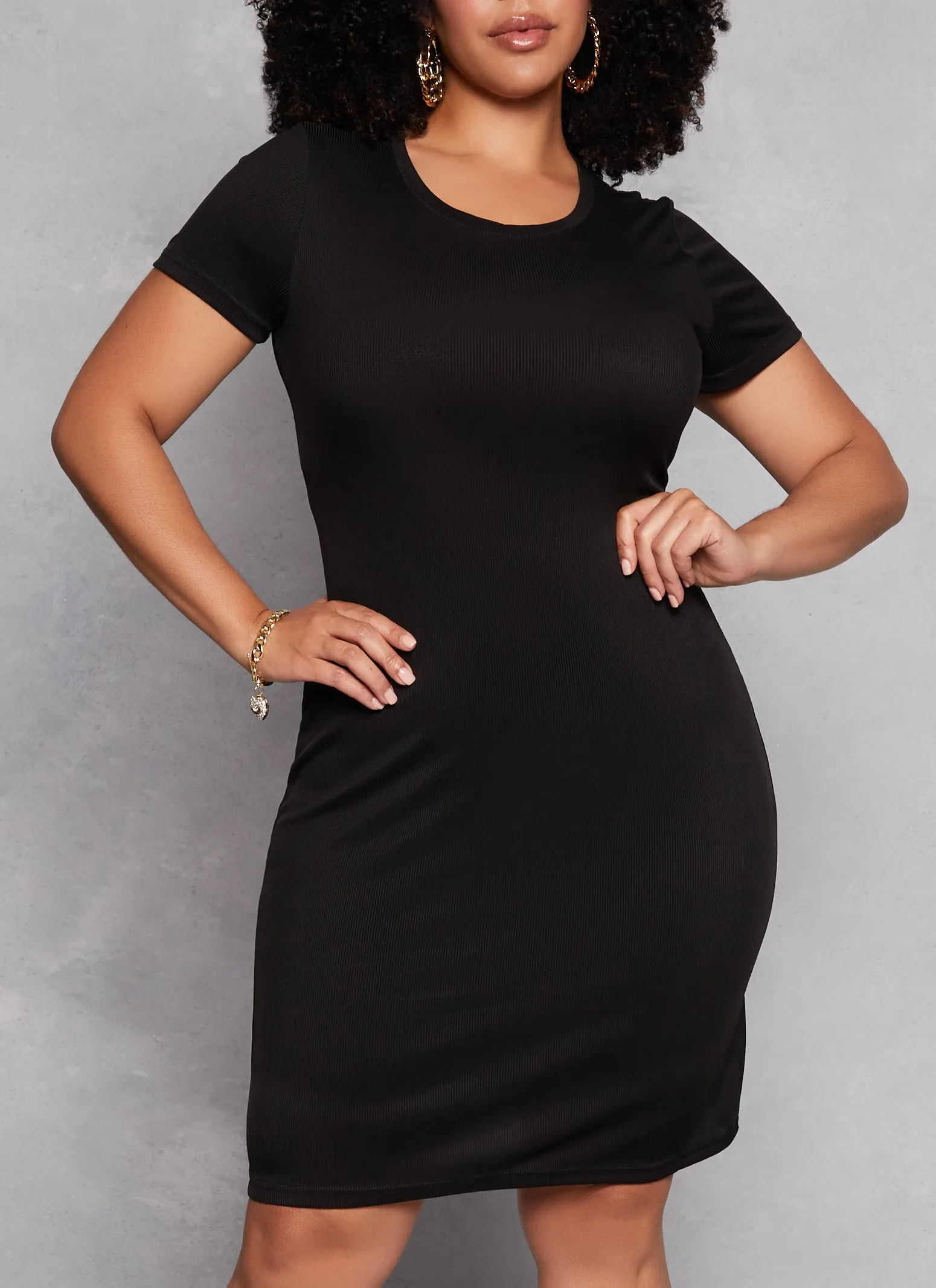 Plus Size Daisy Rib Knit T Shirt Dress sold by Rainbow