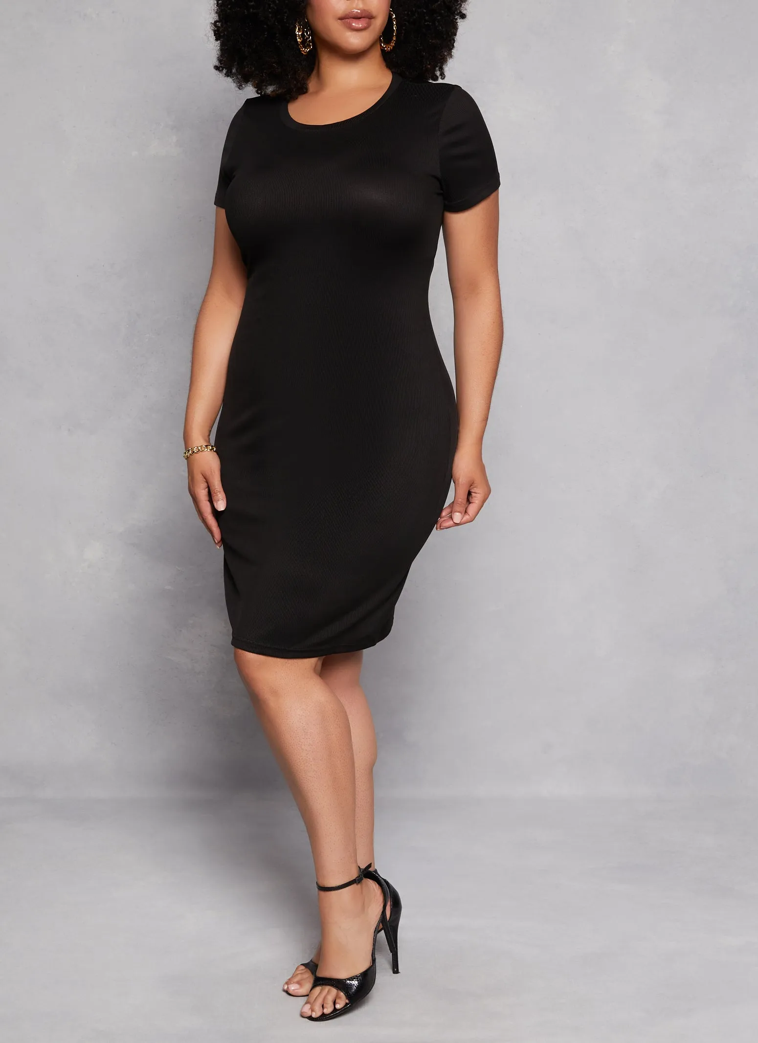 Plus Size Daisy Rib Knit T Shirt Dress sold by Rainbow product image thumbnail 2