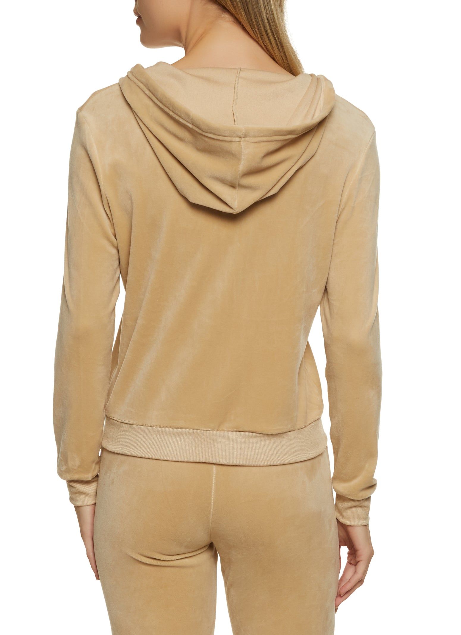 Solid Velour Zip Front Hoodie sold by Rainbow product image thumbnail 3