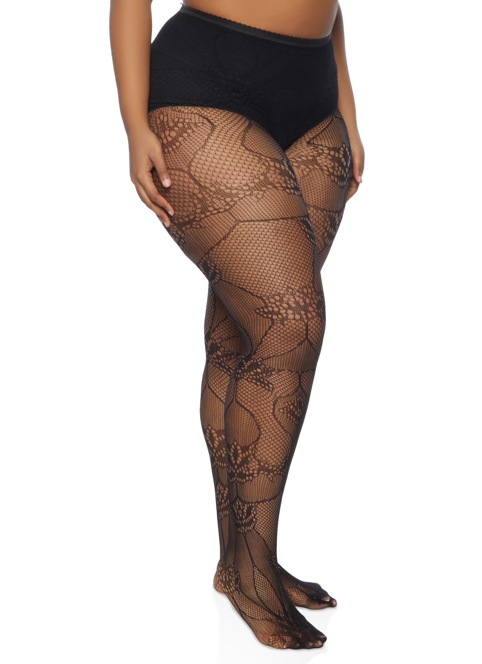 Plus Size Fishnet High Waist Patterned Tights sold by Rainbow product image thumbnail 2