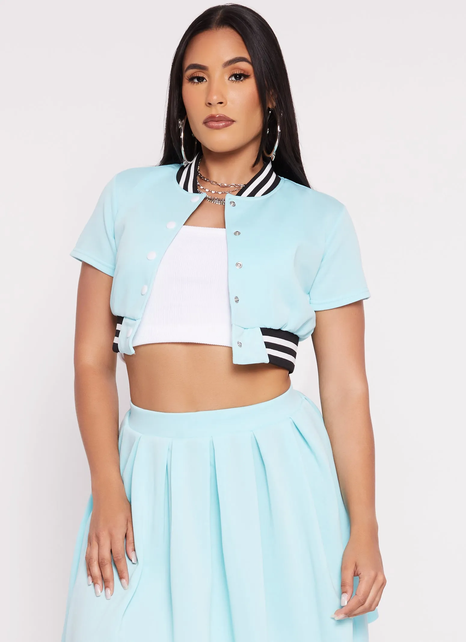 Daisy Short Sleeve Cropped Bomber Jacket sold by Rainbow