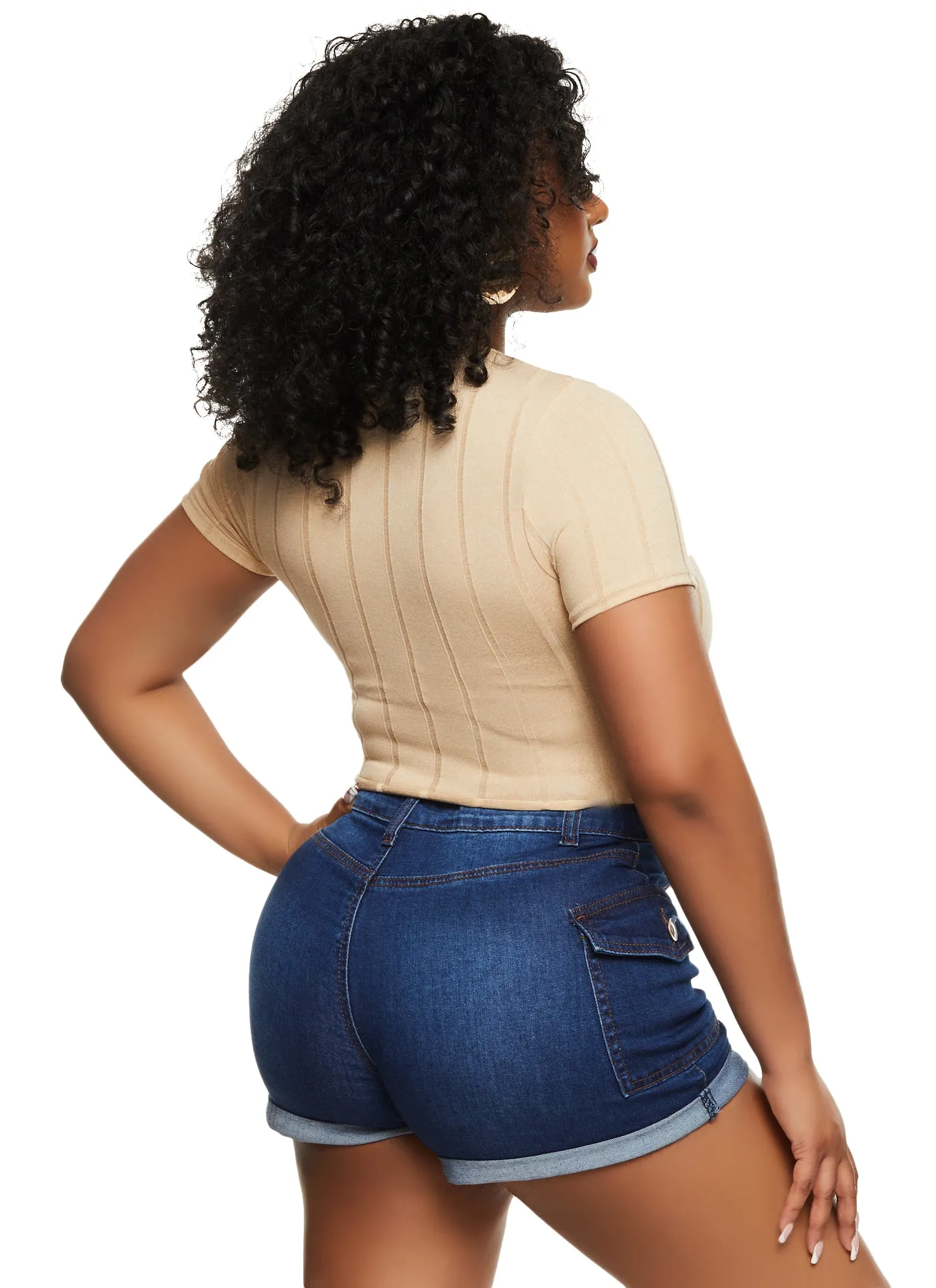 Ribbed Crew Neck Hanky Hem Tee sold by Rainbow product image thumbnail 3