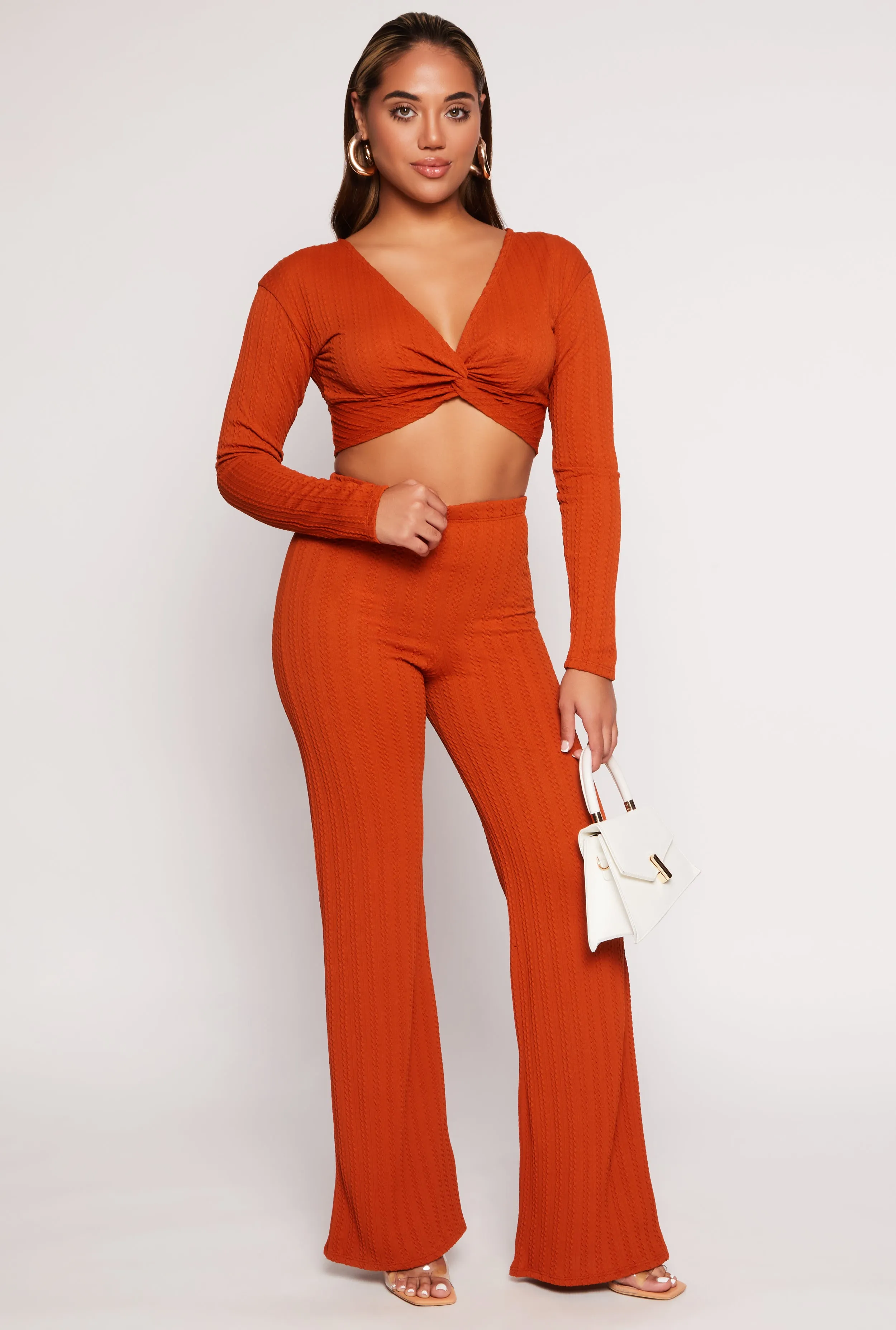 Textured Knit Twist Front Crop Top sold by Rainbow product image thumbnail 2