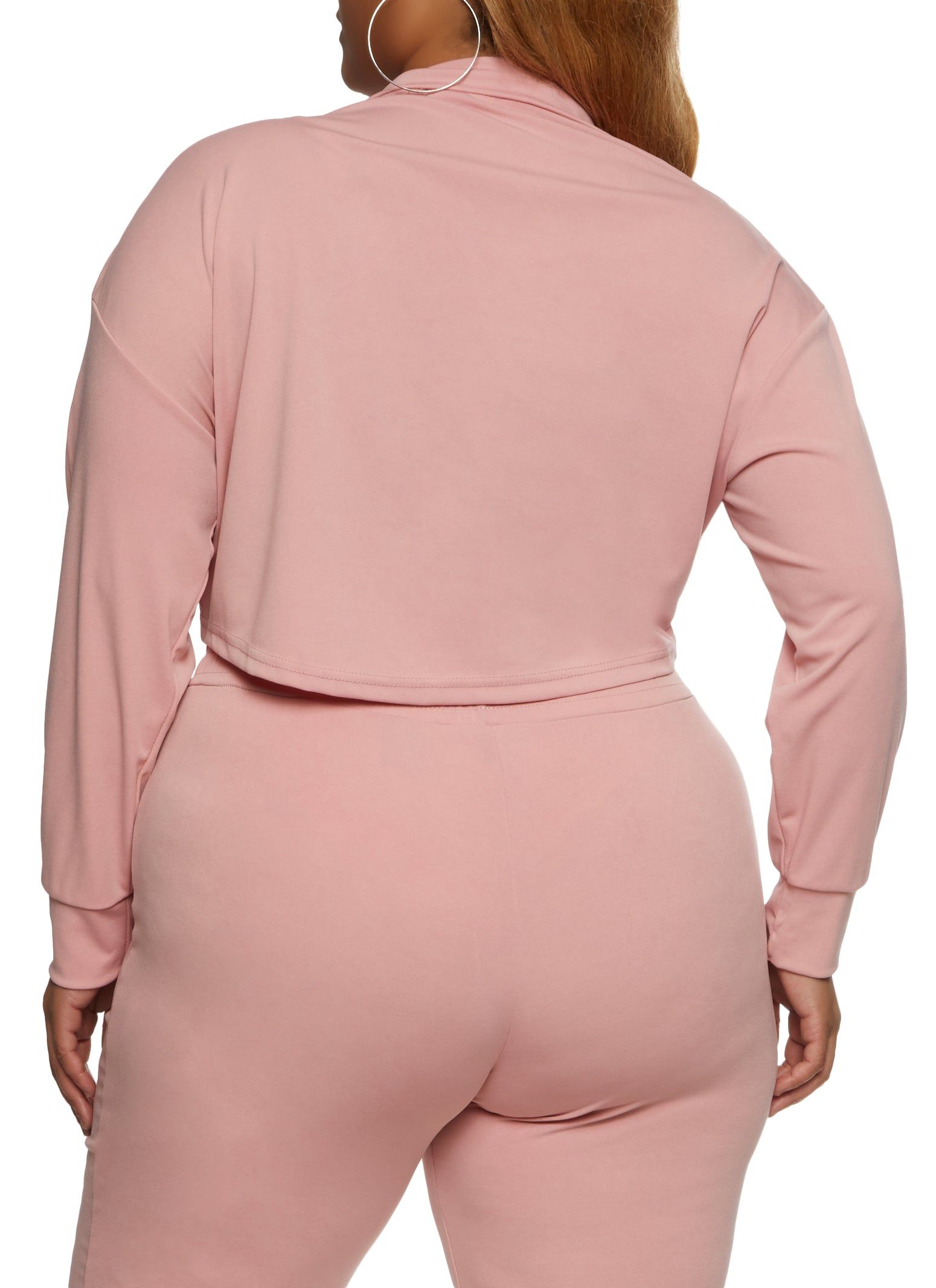 Plus Size Cropped Mock Neck Zip Up Sweatshirt sold by Rainbow product image thumbnail 3