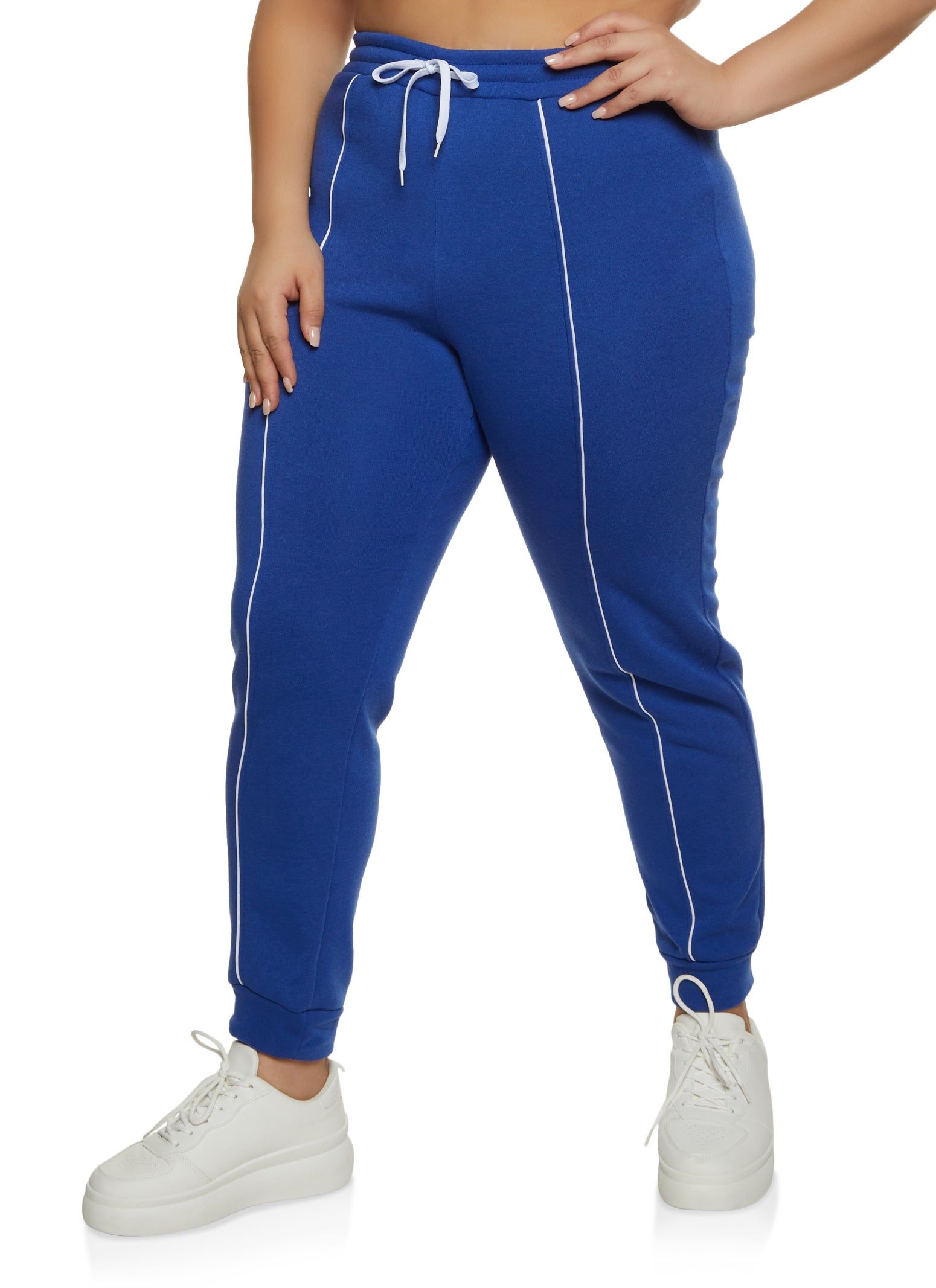 Plus Size Contrast Trim High Waist Joggers sold by Rainbow