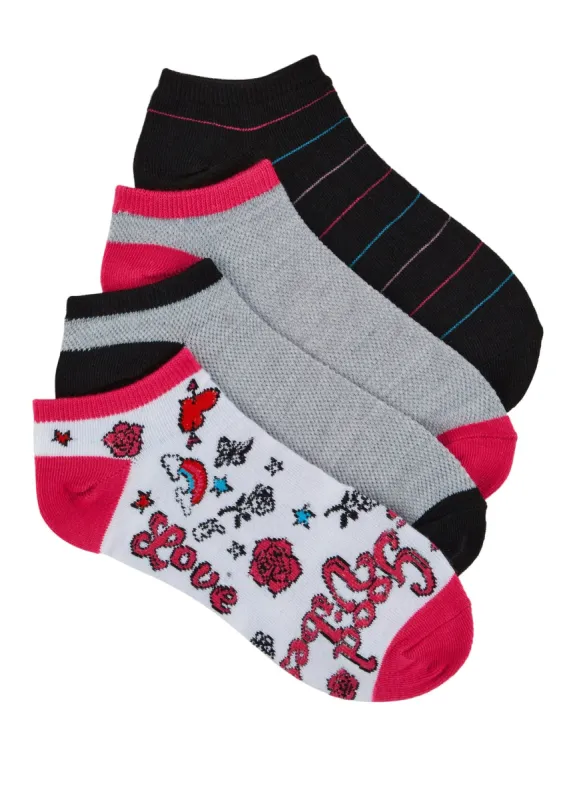 Love Good Vibes Graphic Print Socks 4 Pack Size 10-13 sold by Rainbow