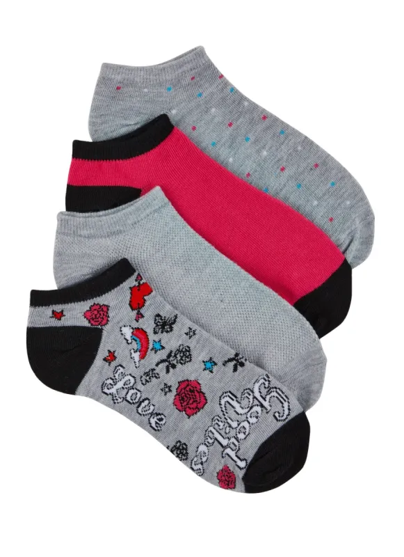 Love Good Vibes Graphic Print Socks 4 Pack Size 10-13 sold by Rainbow