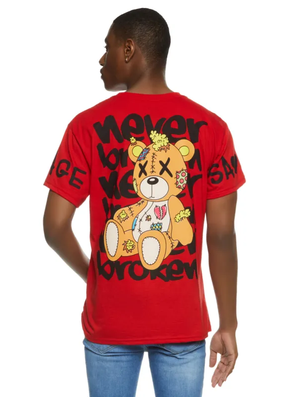 Mens Never Broken Bear Graphic Tee made by Rainbow