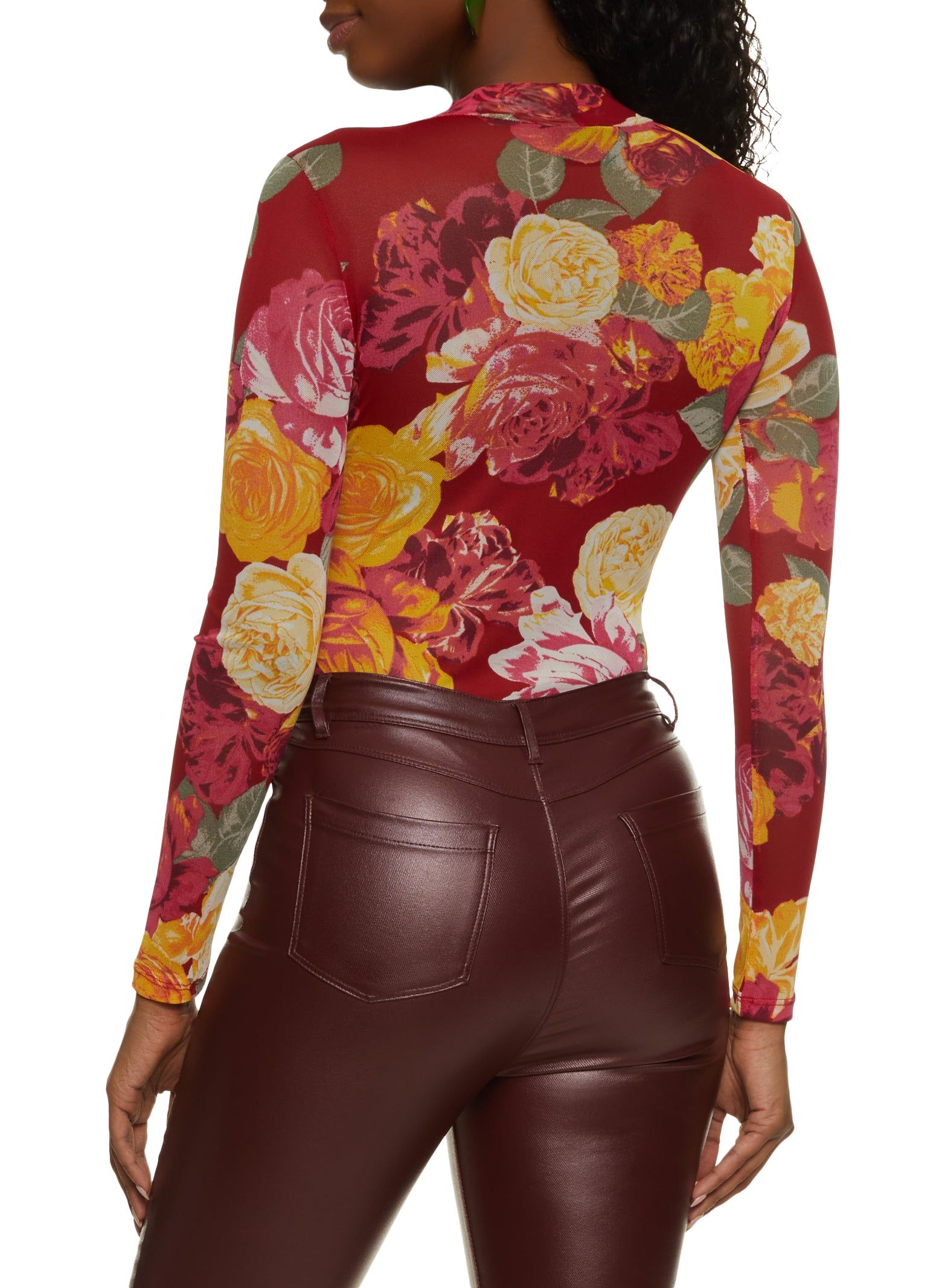 Printed Mesh Mock Neck Bodysuit sold by Rainbow product image thumbnail 3