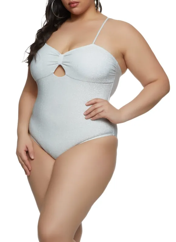 Plus Size Lurex Keyhole One Piece Swimsuit sold by Rainbow
