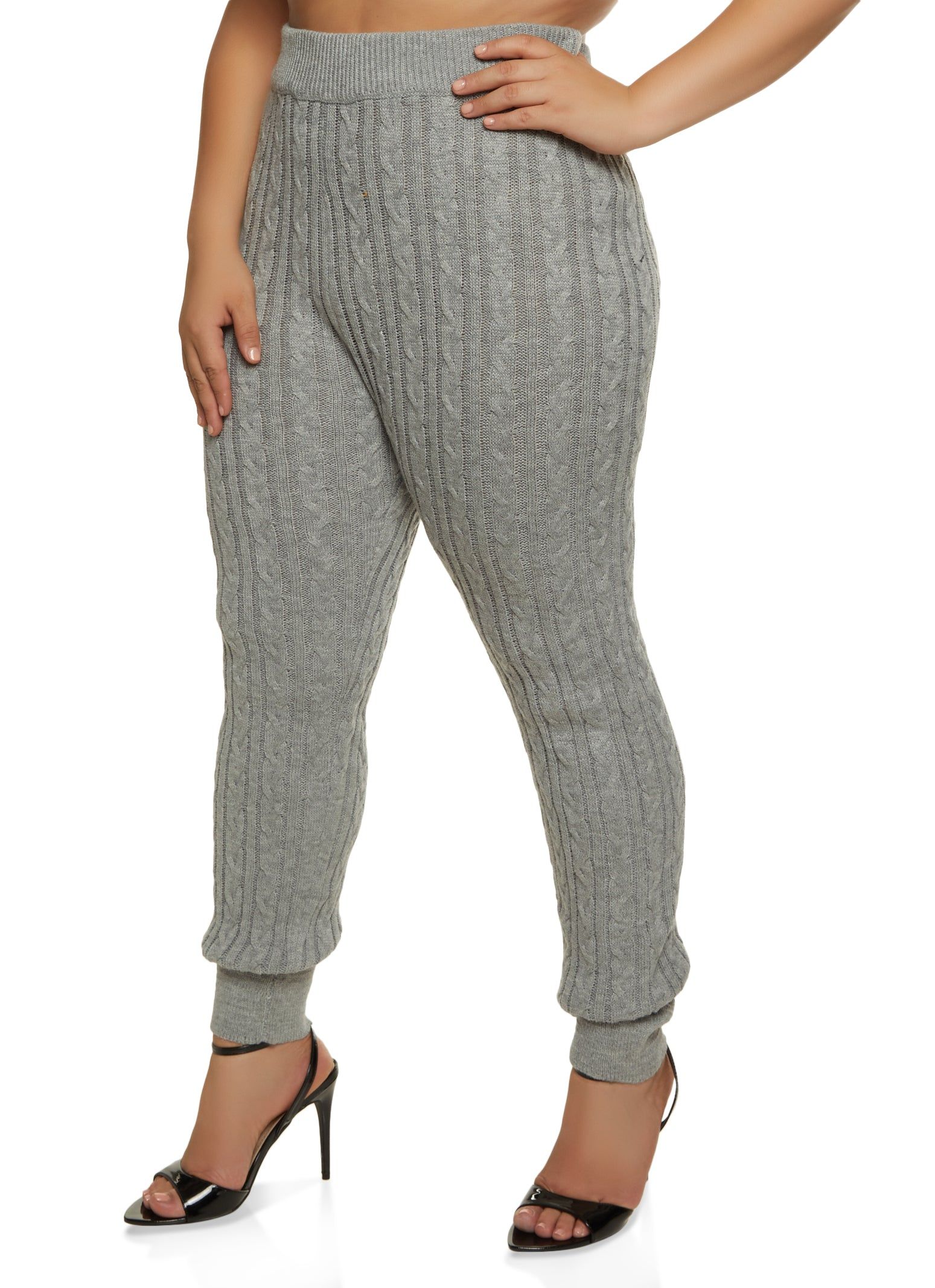 Plus Size Cable Knit High Waist Leggings sold by Rainbow