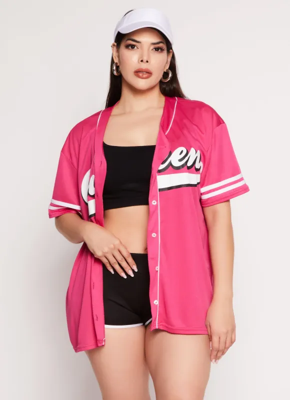 Plus Size Queen Graphic Baseball Jersey sold by Rainbow