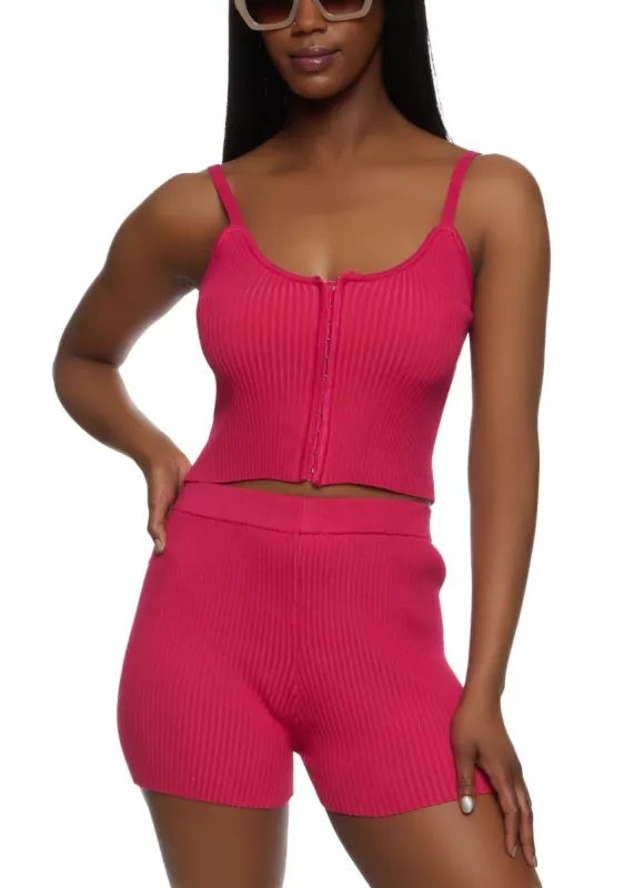 Ribbed Hook and Eye Cropped Cami sold by Rainbow