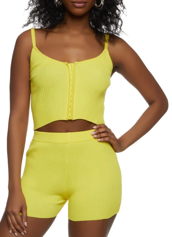 Ribbed Hook and Eye Cropped Cami sold by Rainbow