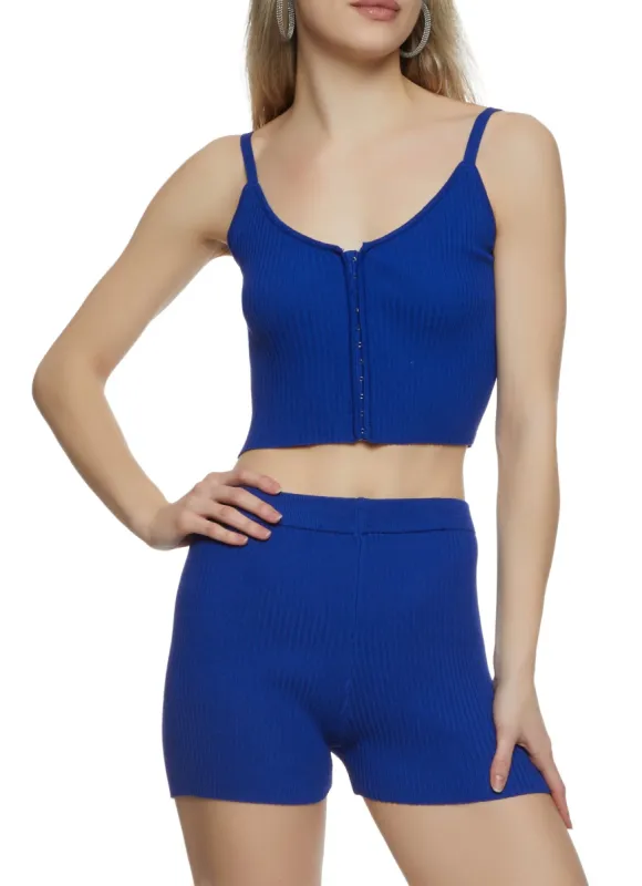 Ribbed Hook and Eye Cropped Cami sold by Rainbow