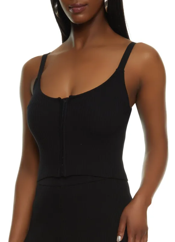 Ribbed Hook and Eye Cropped Cami sold by Rainbow