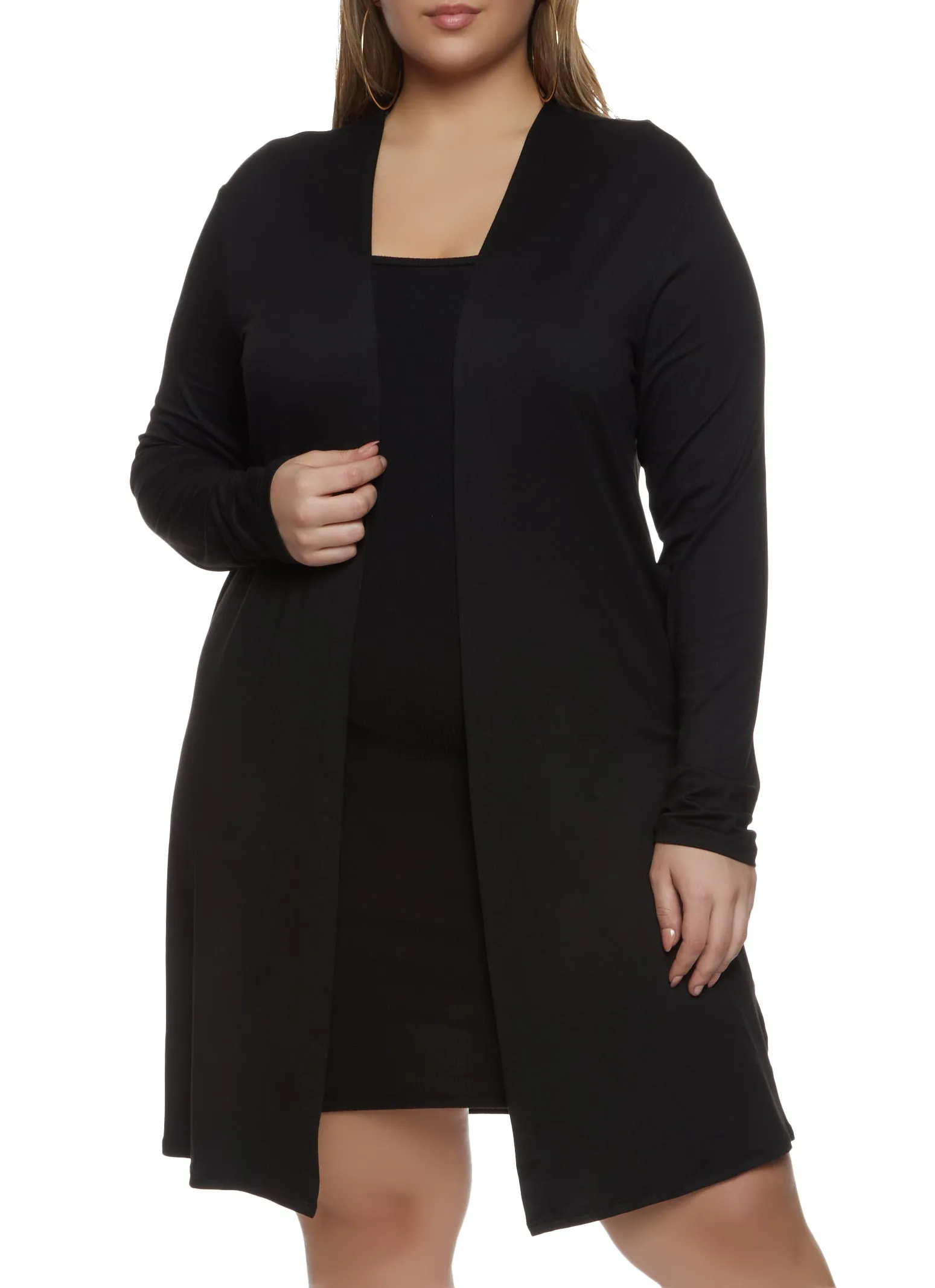 Plus Size Soft Knit Open Front Duster sold by Rainbow