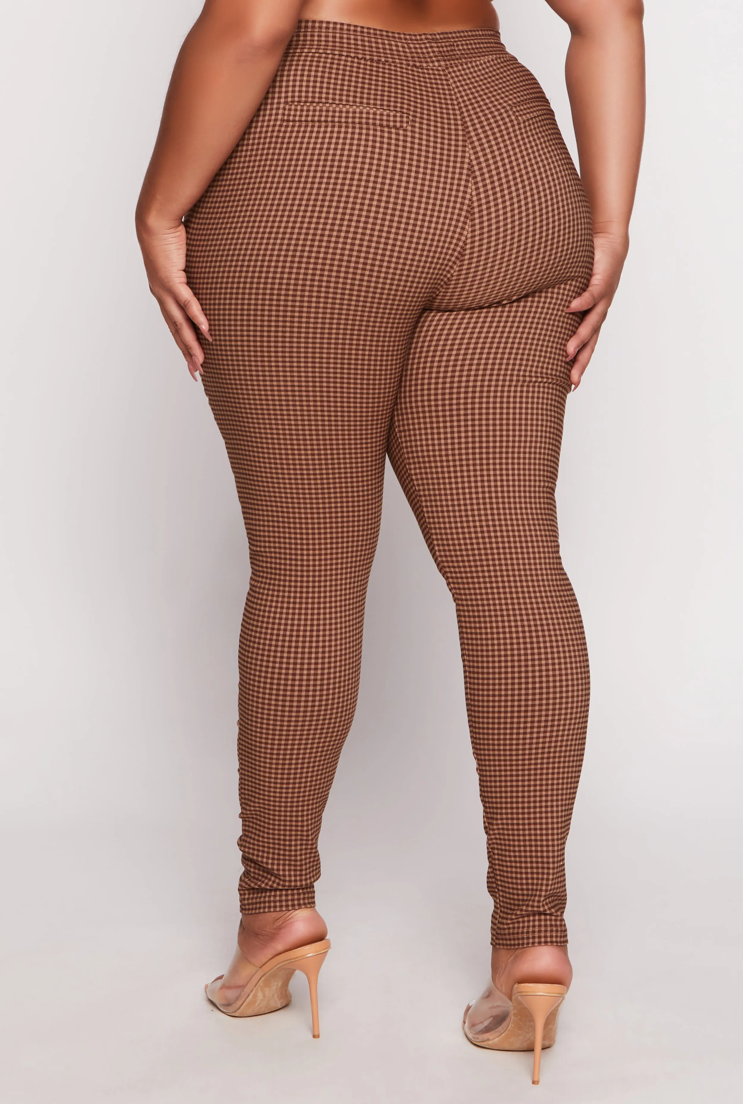 Plus Size Plaid Drawstring Skinny Leg Dress Pants sold by Rainbow product image thumbnail 3