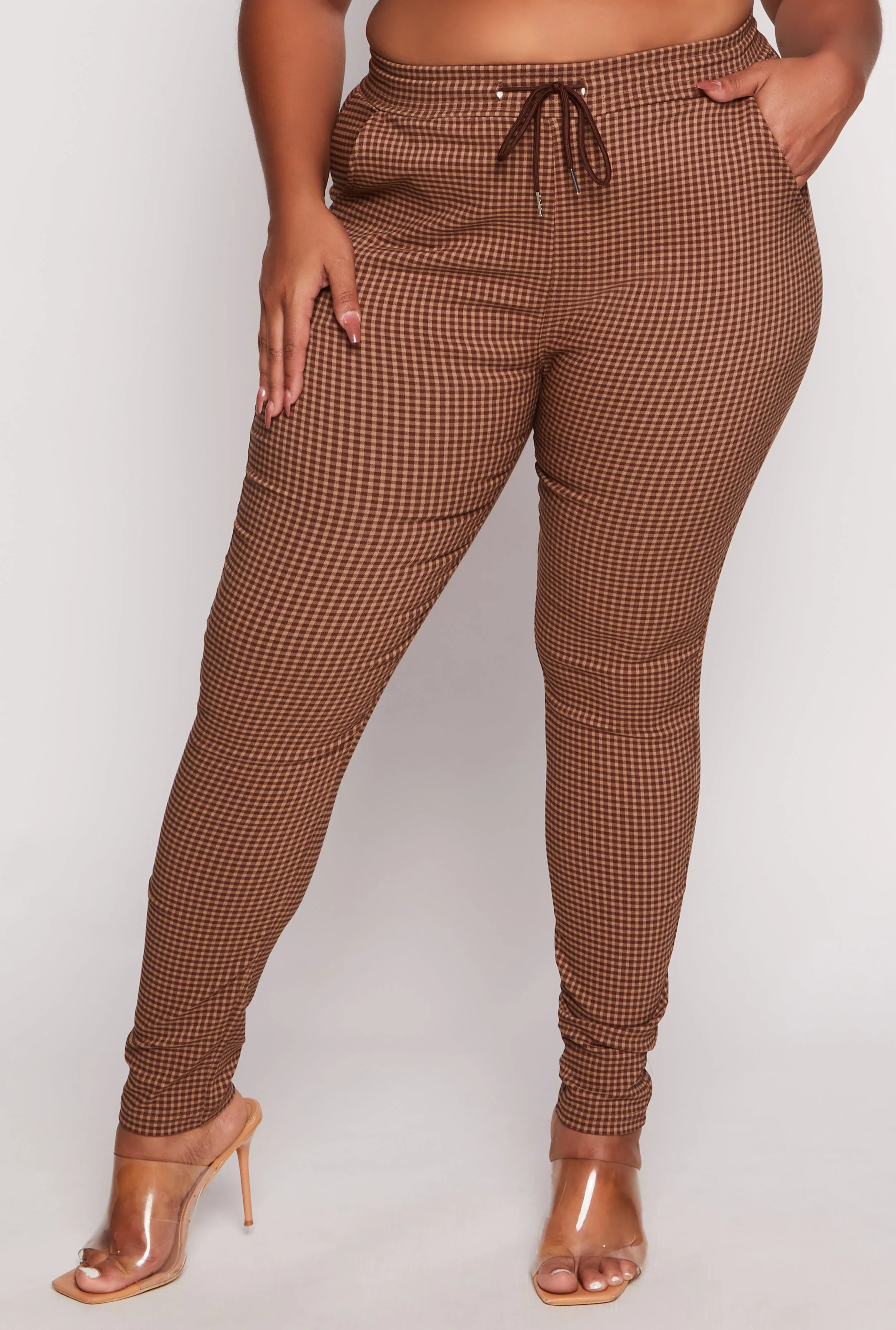 Plus Size Plaid Drawstring Skinny Leg Dress Pants sold by Rainbow product image thumbnail 2