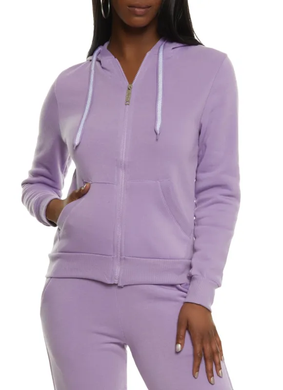 Solid Fleece Zip Front Hooded Sweatshirt sold by Rainbow
