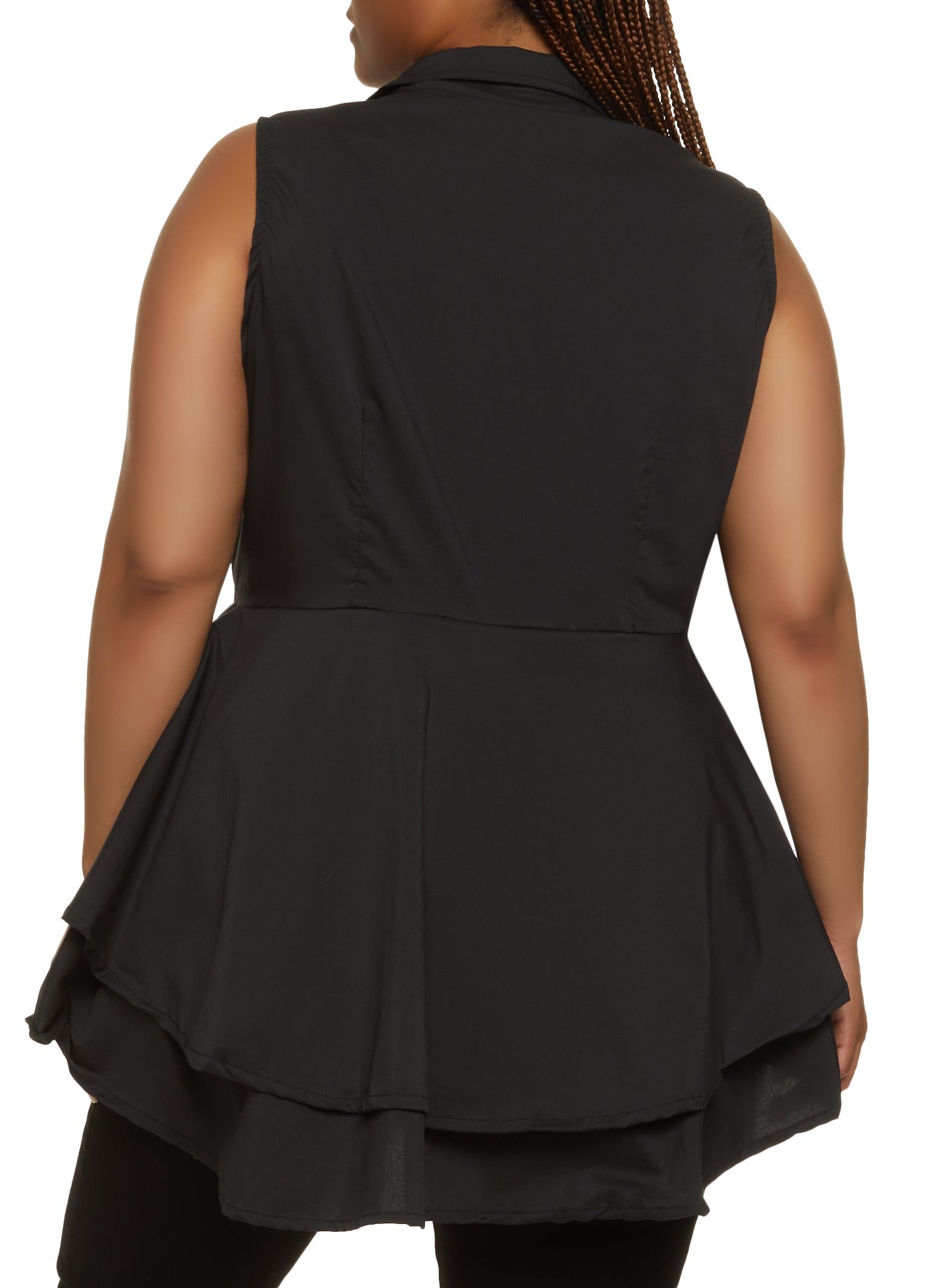 Plus Size Button Front Flounce Hem Blouse sold by Rainbow product image thumbnail 2