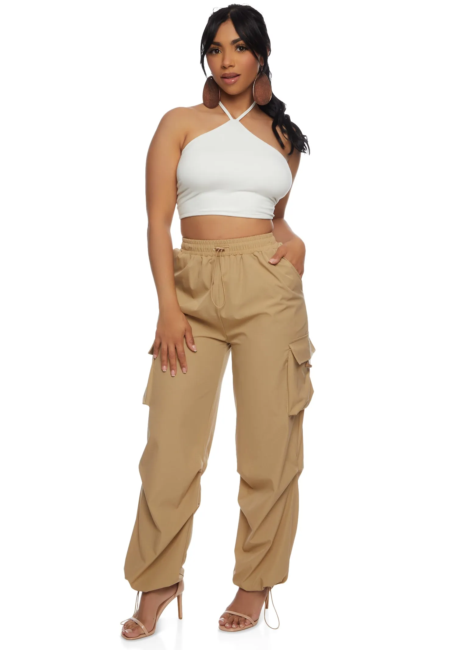 Toggle Drawstring Hem Cargo Pants sold by Rainbow