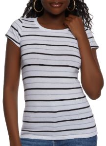 Basic Striped Crew Neck Tee sold by Rainbow