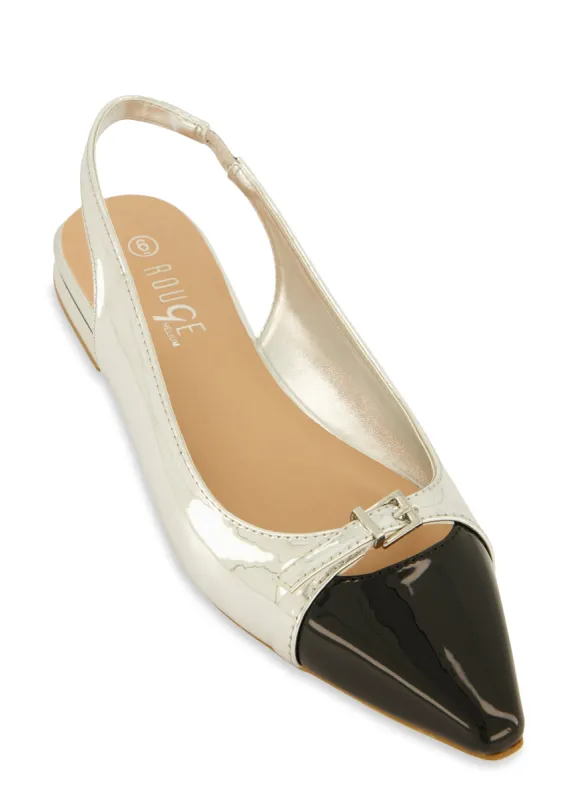 Buckle Detail Slingback Pointed Toe Flats sold by Rainbow